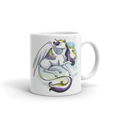 Enby Pride Unicorn White glossy mug