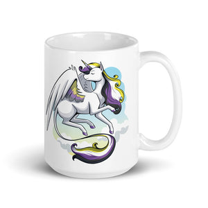 Enby Pride Unicorn White glossy mug