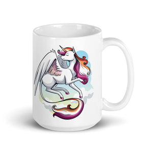Lesbian Pride Unicorn White glossy mug